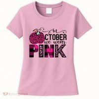 In October We Wear Pink Breast Cancer Pumpkin Women's T-Shirt thumb 0