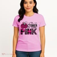 In October We Wear Pink Breast Cancer Pumpkin Women's T-Shirt thumb 4