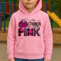 In October We Wear Pink Breast Cancer Pumpkin Kids Hoodie thumb 2