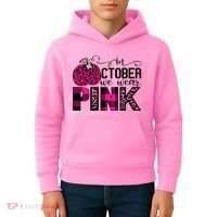 In October We Wear Pink Breast Cancer Pumpkin Kids Hoodie thumb 4