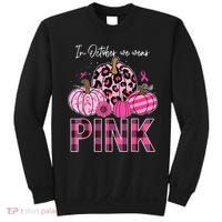 In October We Wear Pink Ribbon Leopard Pumpkin Breast Cancer Sweatshirt thumb 0