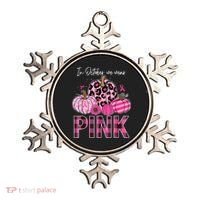 In October We Wear Pink Ribbon Leopard Pumpkin Breast Cancer Ornament thumb 0