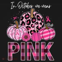 In October We Wear Pink Ribbon Leopard Pumpkin Breast Cancer Ornament thumb 1