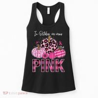 In October We Wear Pink Ribbon Leopard Pumpkin Breast Cancer Women's Tank Top thumb 0