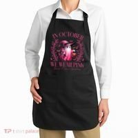 In October We Wear Pink Breast Cancer Awareness Halloween Ghost Apron thumb 2