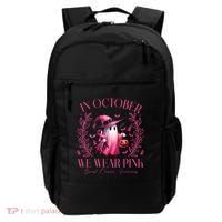 In October We Wear Pink Breast Cancer Awareness Halloween Ghost Backpack thumb 0