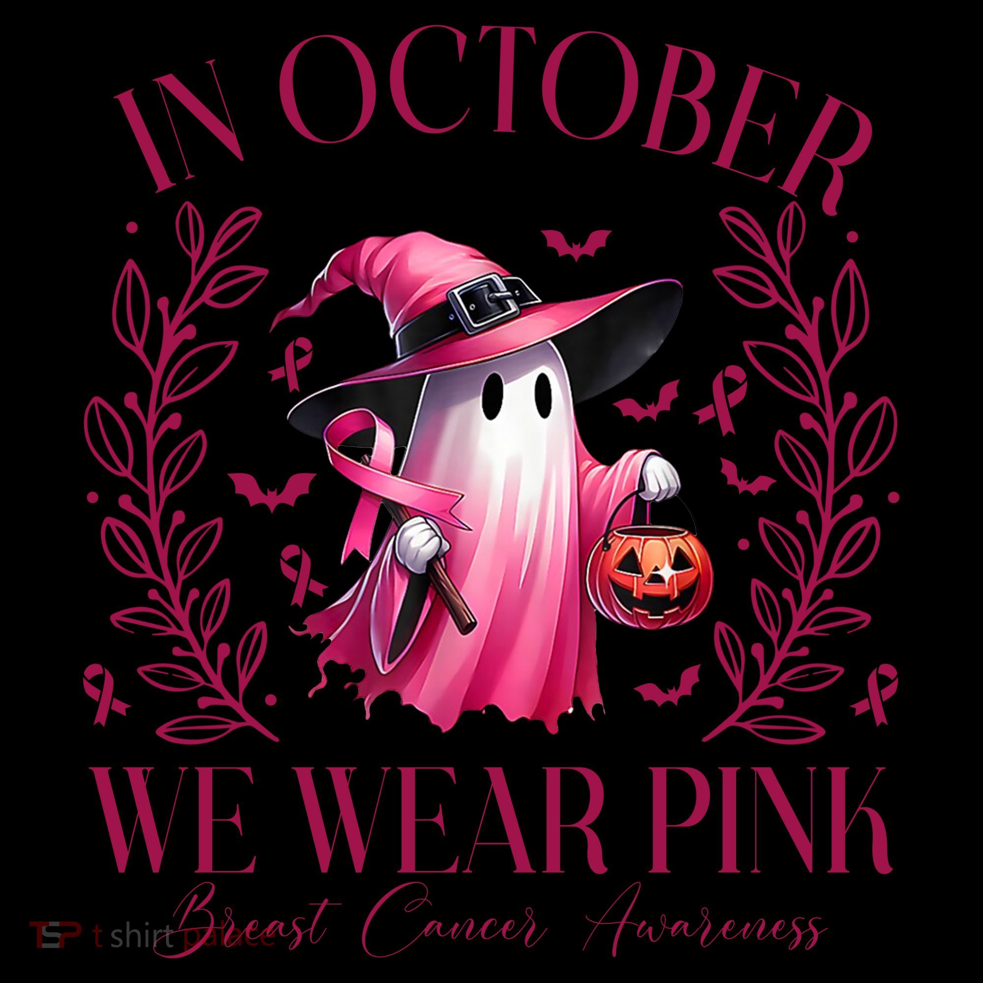 In October We Wear Pink Breast Cancer Awareness Halloween Ghost Coffee Mug