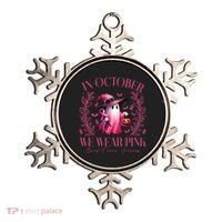 In October We Wear Pink Breast Cancer Awareness Halloween Ghost Ornament thumb 0