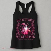 In October We Wear Pink Breast Cancer Awareness Halloween Ghost Women's Tank Top thumb 3