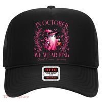 In October We Wear Pink Breast Cancer Awareness Halloween Ghost Hat thumb 0