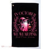 In October We Wear Pink Breast Cancer Awareness Halloween Ghost Golf Towel thumb 0