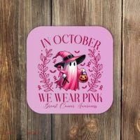 In October We Wear Pink Breast Cancer Awareness Halloween Ghost Coaster thumb 0