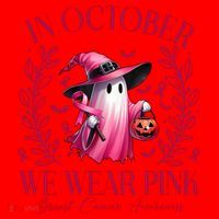 In October We Wear Pink Breast Cancer Awareness Halloween Ghost Santa Hat thumb 1