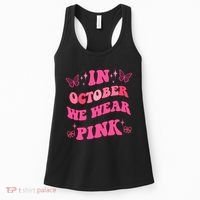 In October We Wear Pink Breast Cancer Butterflies Women's Tank Top thumb 0