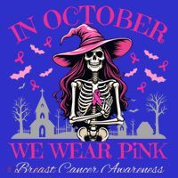 In October We Wear Vintage Skeleton Witch Funny Gift T-Shirt thumb 7