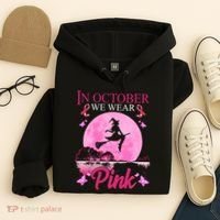 In October We Wear Pink Halloween Breast Cancer Hoodie thumb 4