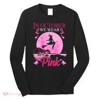 In October We Wear Pink Halloween Breast Cancer Long Sleeve Shirt thumb 0
