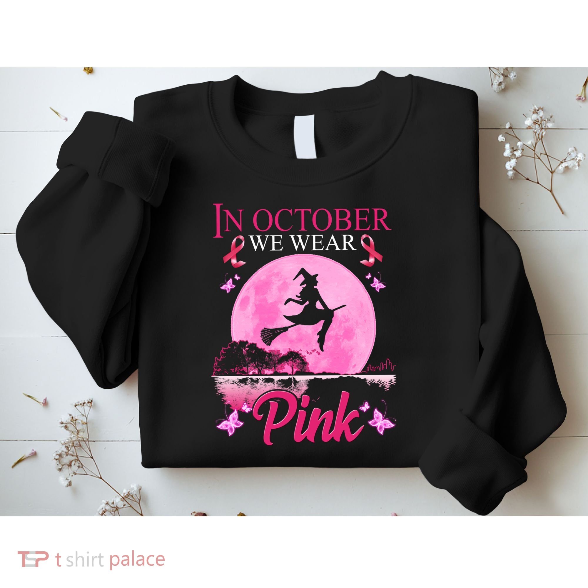 In October We Wear Pink Halloween Breast Cancer Sweatshirt