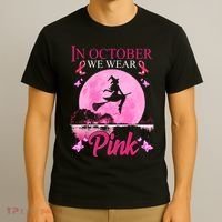 In October We Wear Pink Halloween Breast Cancer T-Shirt thumb 3