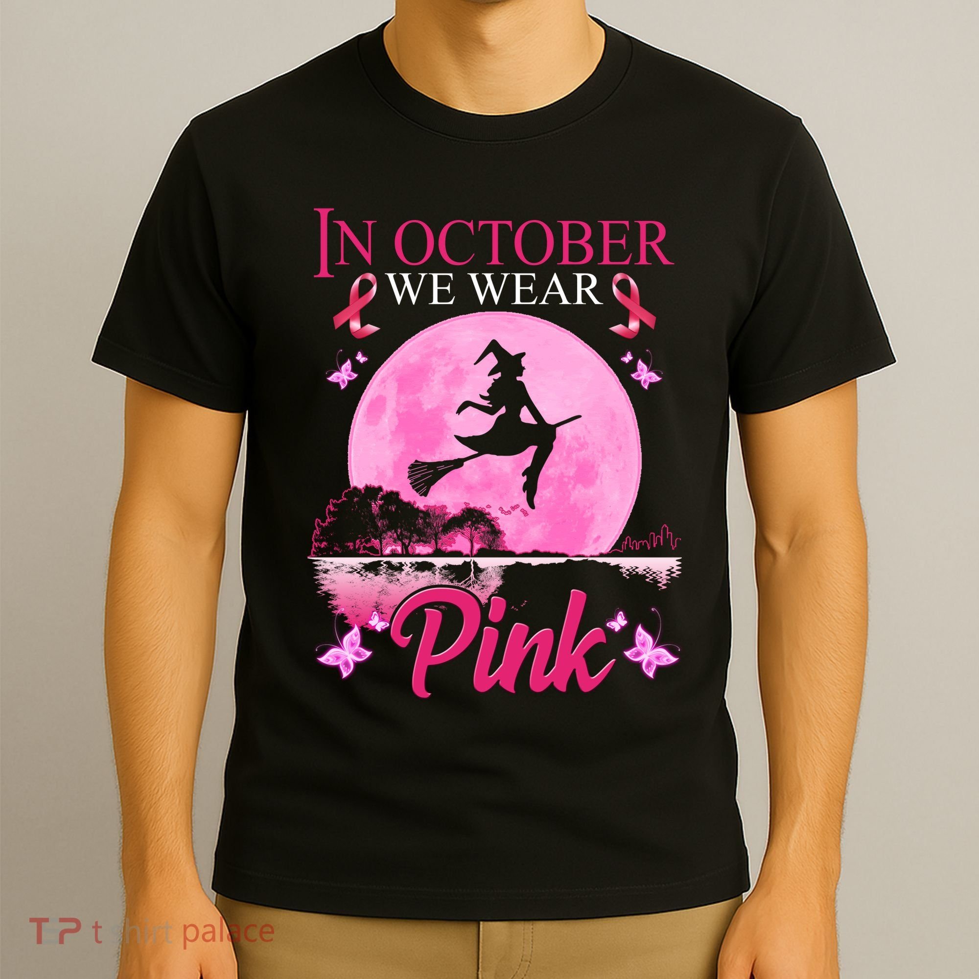 In October We Wear Pink Halloween Breast Cancer T-Shirt