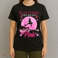 In October We Wear Pink Halloween Breast Cancer T-Shirt thumb 4