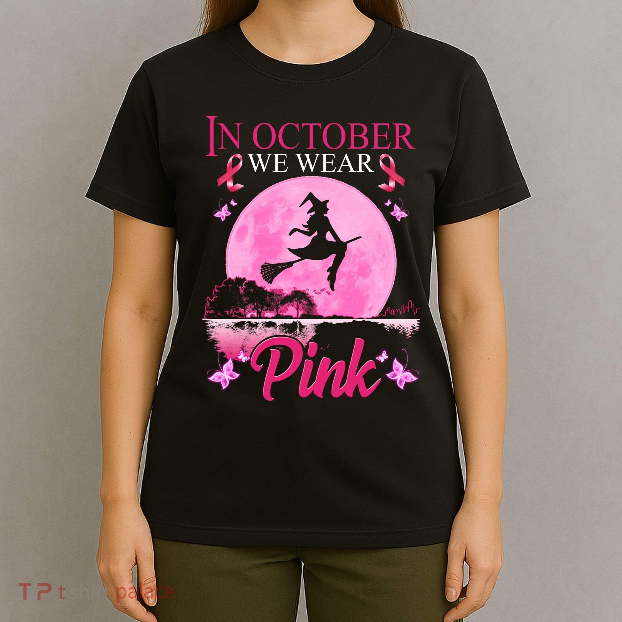 In October We Wear Pink Halloween Breast Cancer T-Shirt