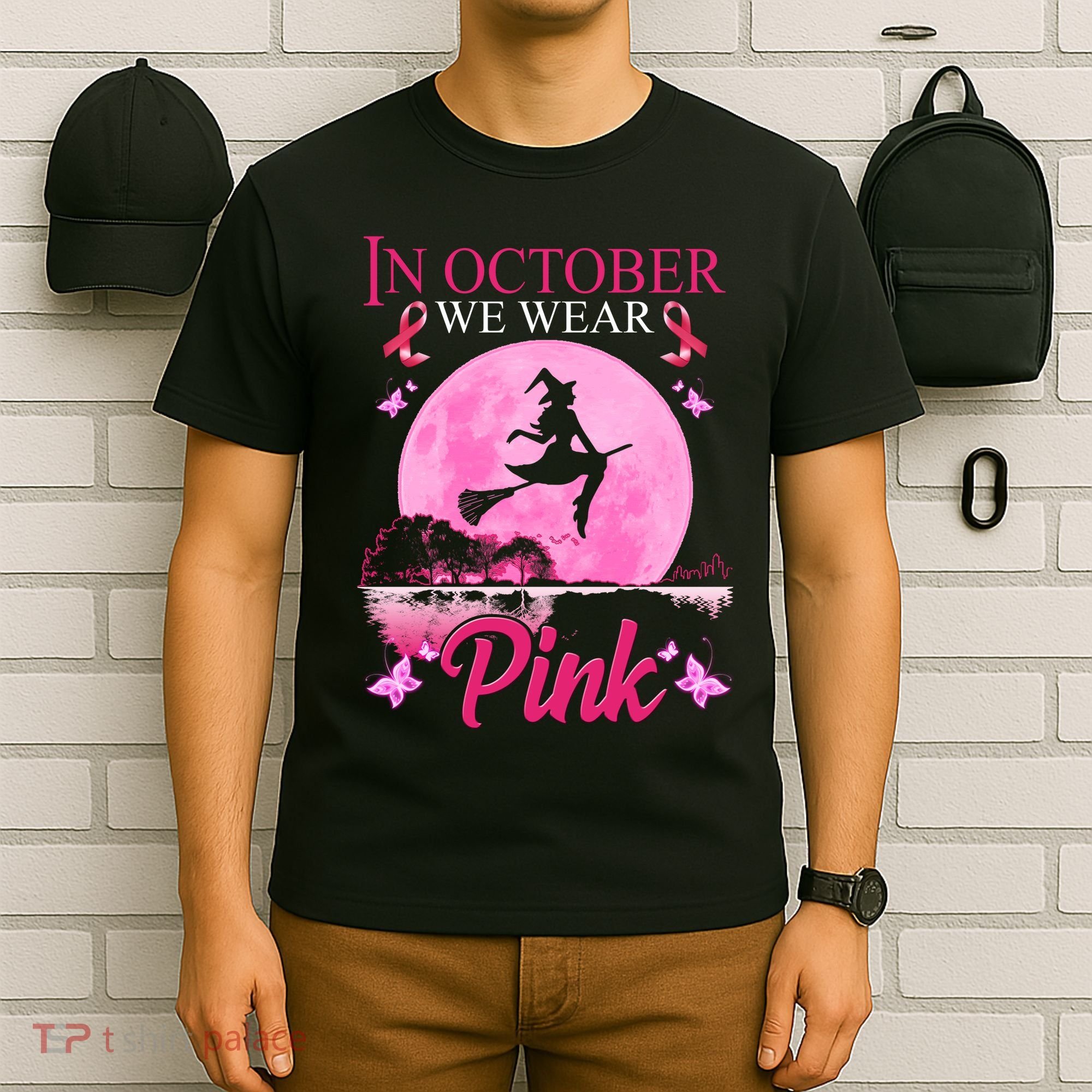 In October We Wear Pink Halloween Breast Cancer T-Shirt