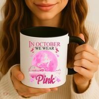 In October We Wear Pink Halloween Breast Cancer Coffee Mug thumb 3