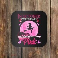 In October We Wear Pink Halloween Breast Cancer Coaster thumb 0
