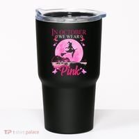 In October We Wear Pink Halloween Breast Cancer Tumbler thumb 0