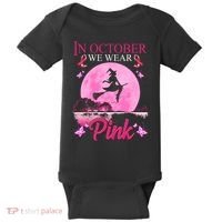 In October We Wear Pink Halloween Breast Cancer Baby Bodysuit thumb 0