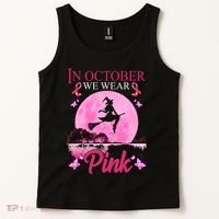 In October We Wear Pink Halloween Breast Cancer Tank Top thumb 2