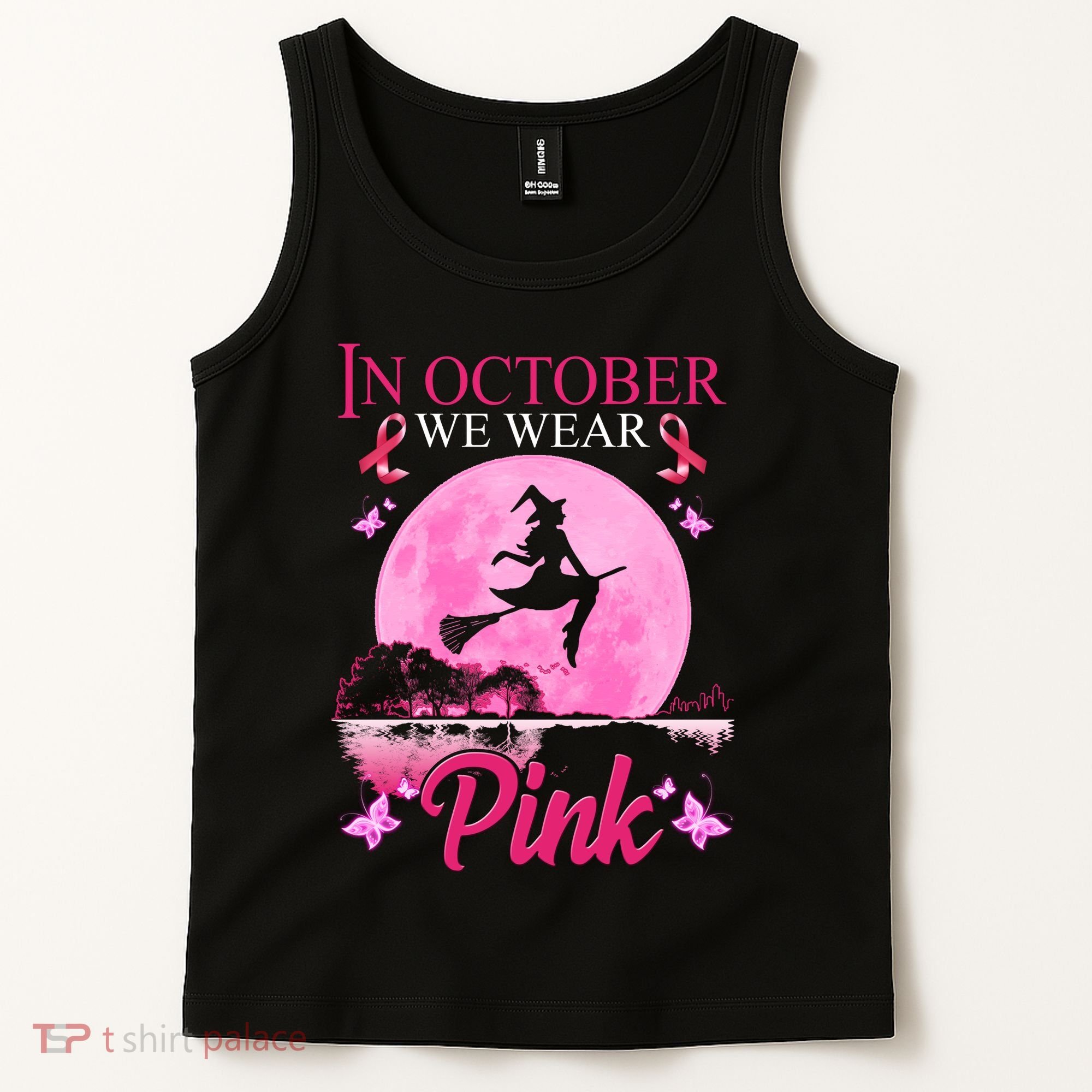 In October We Wear Pink Halloween Breast Cancer Tank Top