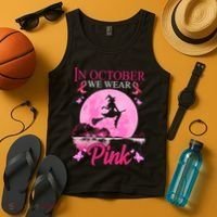 In October We Wear Pink Halloween Breast Cancer Tank Top thumb 4