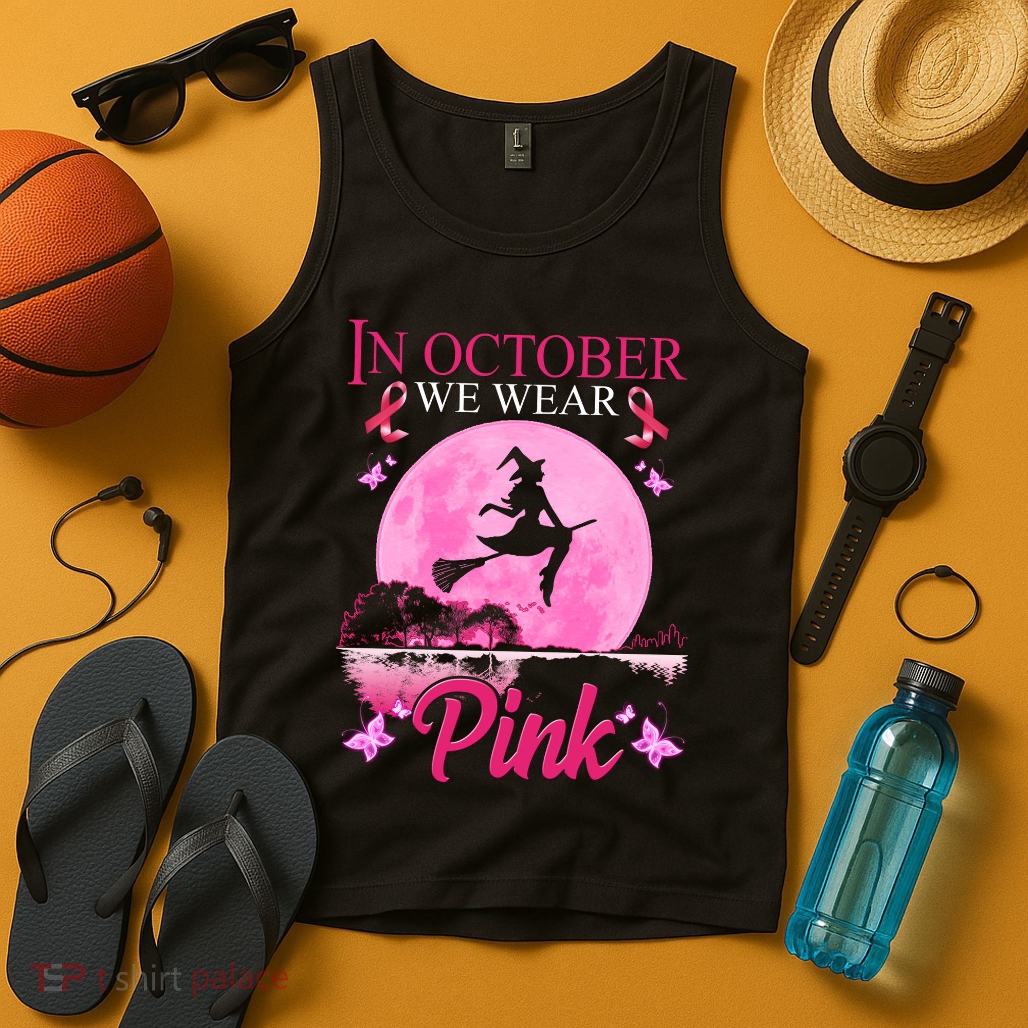 In October We Wear Pink Halloween Breast Cancer Tank Top