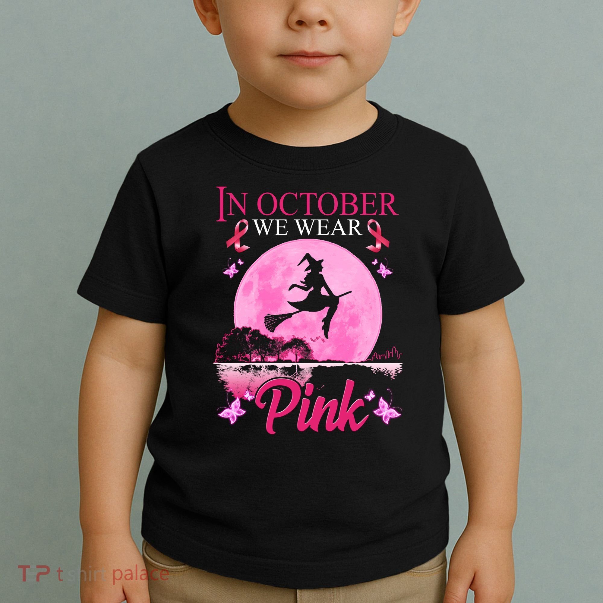 In October We Wear Pink Halloween Breast Cancer Toddler T-Shirt