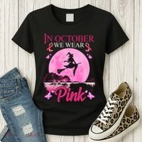 In October We Wear Pink Halloween Breast Cancer Women's T-Shirt thumb 3