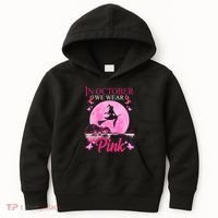 In October We Wear Pink Halloween Breast Cancer Kids Hoodie thumb 0