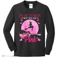In October We Wear Pink Halloween Breast Cancer Kids Long Sleeve Shirt thumb 0