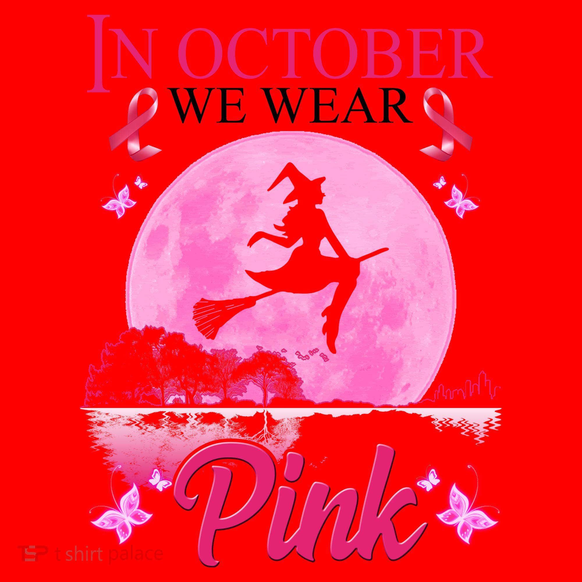 In October We Wear Pink Halloween Breast Cancer Santa Hat