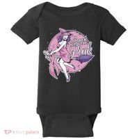 In October We Wear Pink Breast Cancer Witch Halloween Baby Bodysuit thumb 0