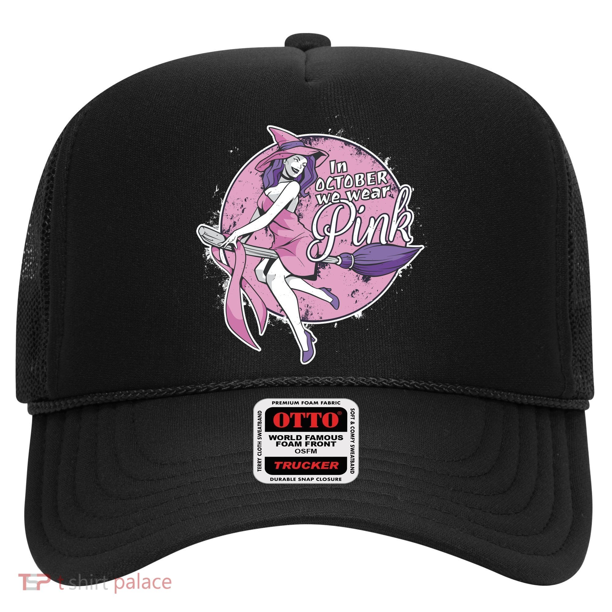 In October We Wear Pink Breast Cancer Witch Halloween Hat