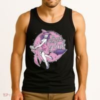 In October We Wear Pink Breast Cancer Witch Halloween Tank Top thumb 3