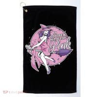 In October We Wear Pink Breast Cancer Witch Halloween Golf Towel thumb 0