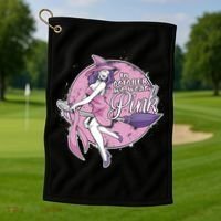 In October We Wear Pink Breast Cancer Witch Halloween Golf Towel thumb 1
