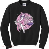 In October We Wear Pink Breast Cancer Witch Halloween Kids Sweatshirt thumb 0