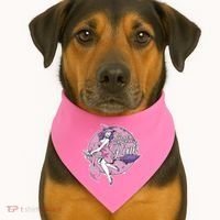 In October We Wear Pink Breast Cancer Witch Halloween USA-Made Doggie Bandana thumb 1