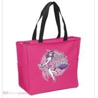 In October We Wear Pink Breast Cancer Witch Halloween Tote Bag thumb 2