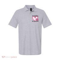 In October We Wear Pink Breast Cancer Paw Print Heart Polo thumb 0