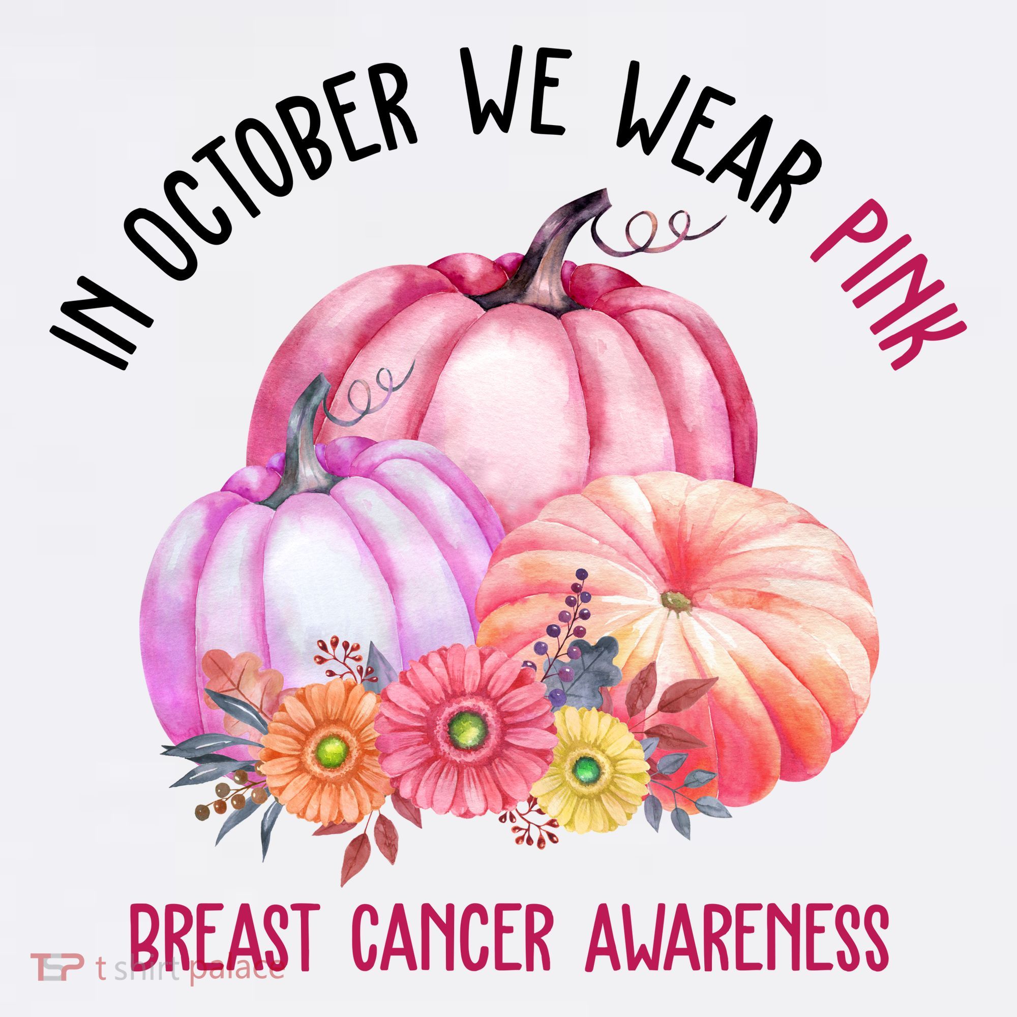 In October We Wear Pink Breast Cancer Awareness Pumpkin Fall Sweatshirt